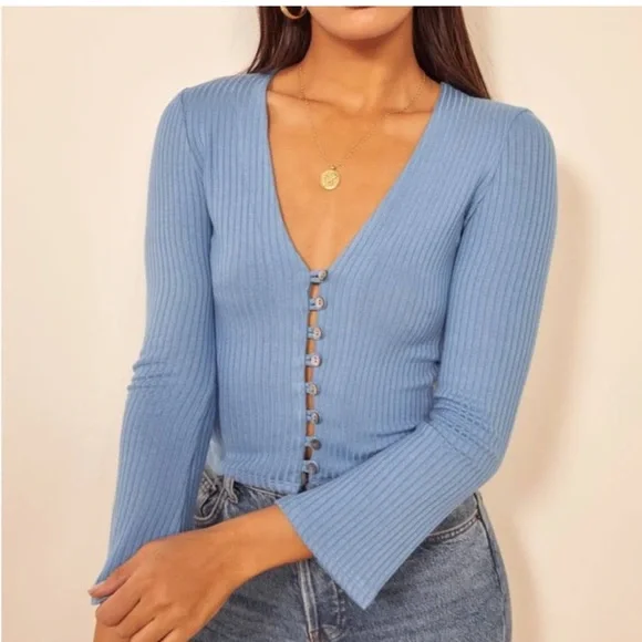 Reformation Gellar Top Blue S - Picture 3 of 3